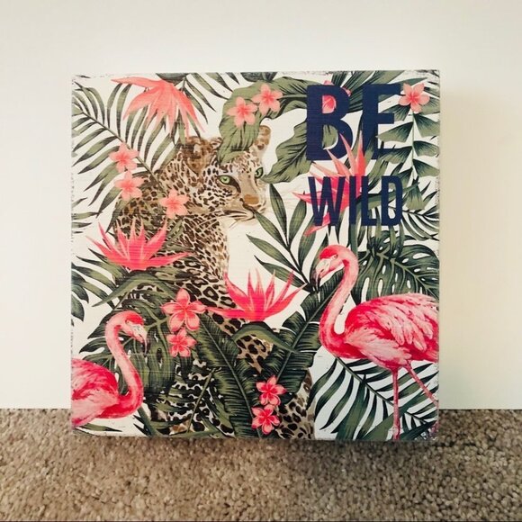 8”x8” BE WILD Jungle Cat Wooden Table Decor - Picture 1 of 6